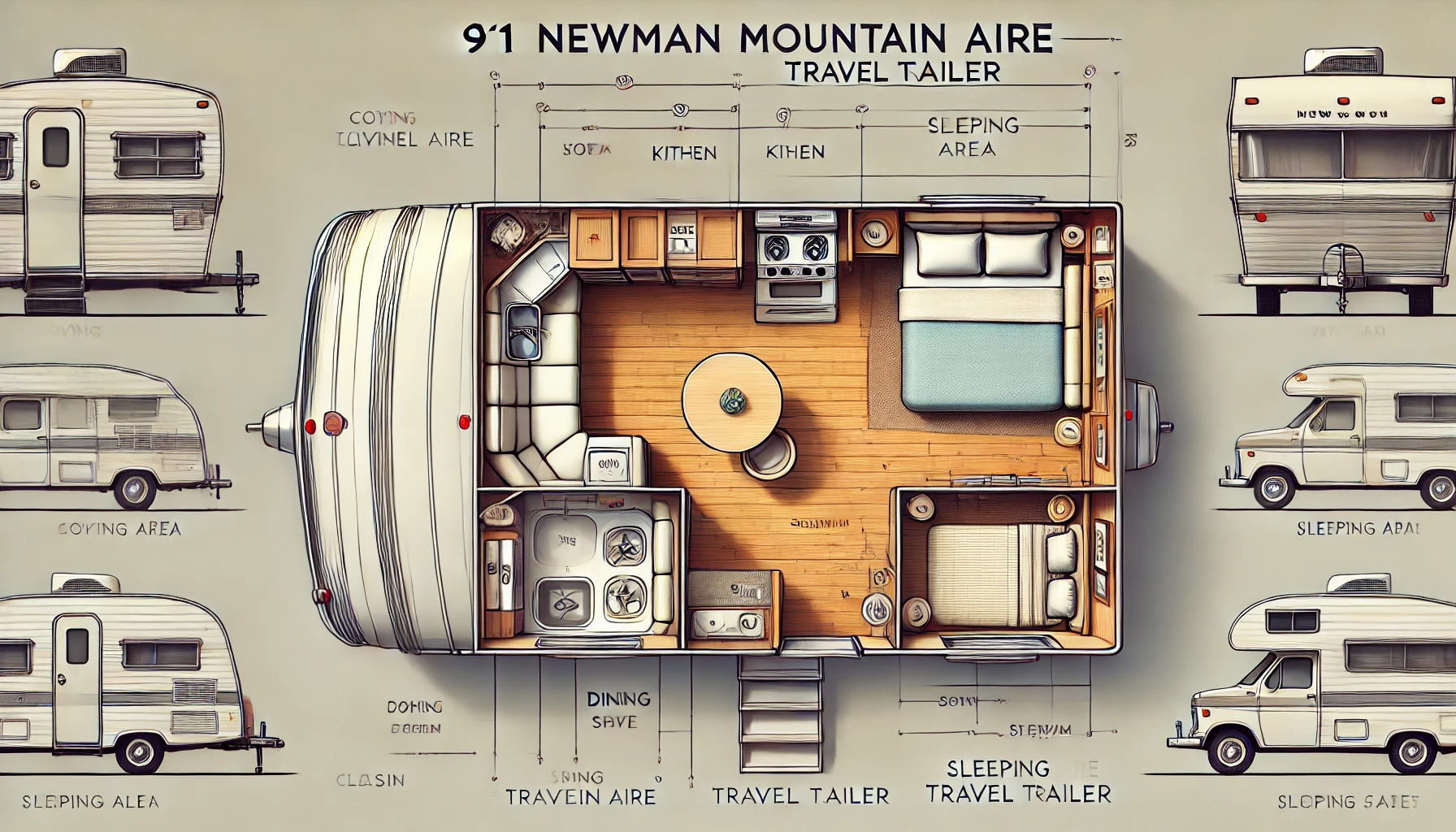 91 Newman Mountain Aire travel trailer floor plan